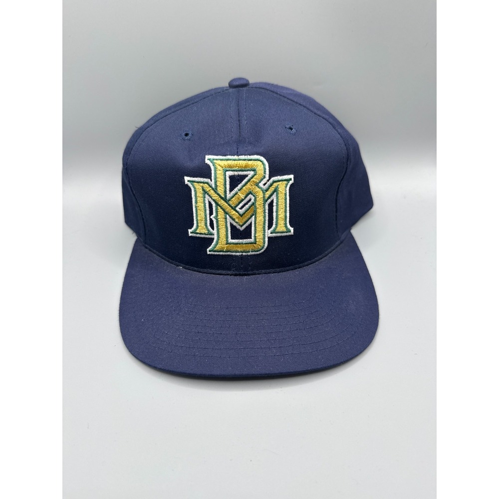 Vintage Milwaukee Brewers MB Logo Snapback Hat MLB Baseball Cap 90s Blue Genuine